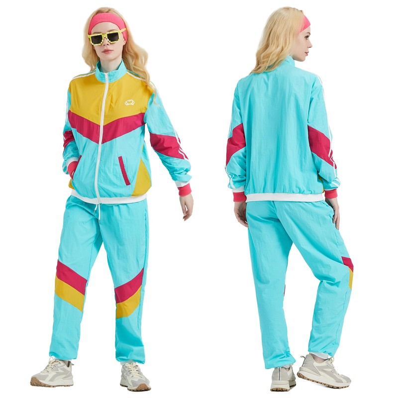 Antbutler 80s Tracksuit for Men Women Retro Windbreaker Set 80s
