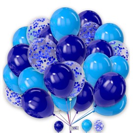 Plain Round Balloons 10 Inch Blue and Light-Blue with Blue Confetti Balloons Pack of 25 Combo Balloons for Kids Party Birthday Baby Shower Decorations Wedding Party.