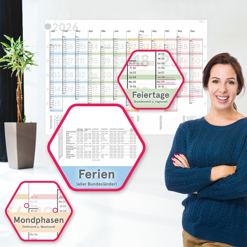 weekview XL Year Planner Colour 2026 Wall Calendar with Weekly
