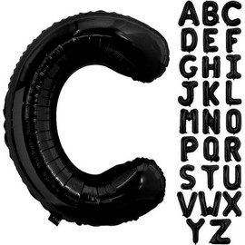 Black Letter C Balloons, 40 Inch Alphabet C Letter Balloons Foil Mylar Big Letter Balloons for Birthday Party Anniversary New Year Graduation Wedding Decorations