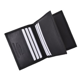 RFID Blocking Premium Genuine Leather Multi Credit Card Holder Wallet with Center Flap