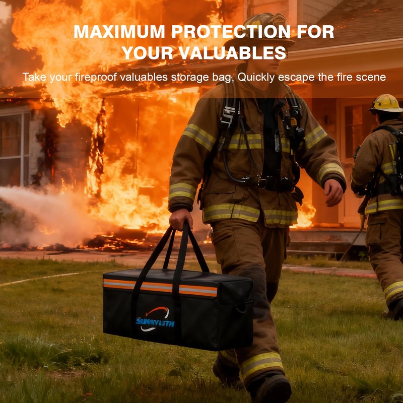 Large Fireproof Document Bags, 24x12x12" Waterproof Storage Firesafe Bag, Large
