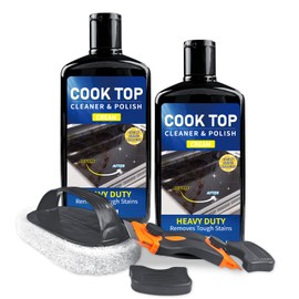 SHADAIWUYU Cooktop Cleaner Kit,35 oz Glass Top Stove Cleaner and Polish,Stove Top Cleaner Kit with Scraper,Scrubbing Pad,Removes Tough Stains