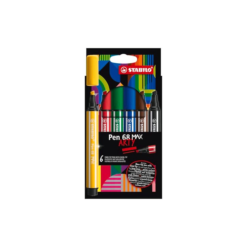 STABILO Pen 68 MAX ARTY - Estuche con 6 colores