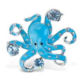 CoTa Global Octopus Sparkling Fridge Magnet - Blue and Silver Fridge Magnets Rhinestone Decor, Ocean Decor Cute Fridge Magnets for Whiteboard, Locker Accessories and Cute Magnets For Office - 2 Inches