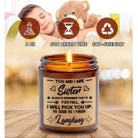 Funny Birthday Candle - You and I are Sister Always Remember That If You Fall - Gifts for Best Sisters - Big Sister - Lavender Scented Candles - Soy Candles