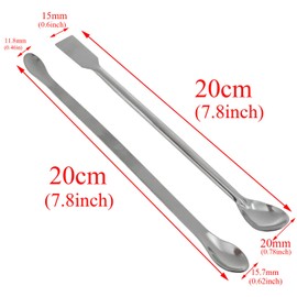 yukata Silver Stainless Steel 30cm Measuring Spoons 20cm Micro Spoon Micro Lab Sampling Scoop Spatulas Combination lab Scraper Micro Spoons for Laboratory, Factory and Hobby use 1 Set