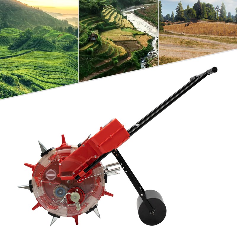 Manual Seeder Hand-Push Garden Seeder, Garden Push Seeder Walk-Behind Row