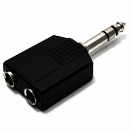 kenable Stereo Jack Splitter Adapter - Dual 6.35mm Sockets to Plug