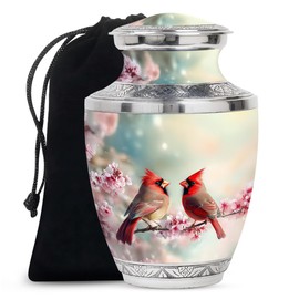 YATHABHISA Cardinal Urns Human Ashes, Cremation Urn, Funeral for Adult Remains, Memorial Gift for Mom & Dad, Pink, Medium, 6 Inch