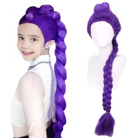 Purple Braided Wig Long Straight Purple Braid Wig for Cosplay Costume Party Hairnet Include