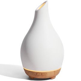 InnoGear Essential Oil Diffuser, 150ml Ceramic Diffuser Handcrafted Stone Aromatherapy Diffusers Ultrasonic Cool Mist Humidifier Vaporizer 2 Mist Modes Waterless for Home, White Vase-Shaped Ceramic