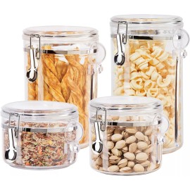 Oggi 4-Piece Clear Canister Set Clamp Airtight Food Storage Container BPA Free