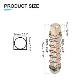 MECCANIXITY Square Door Knob Spindle 55x8mm with Compression Spring, 1 Pack Spare Door Handle Spindle Bar Carbon Steel for Most Mortise Type Door Knobs Vintage Door Control Systems, Gold