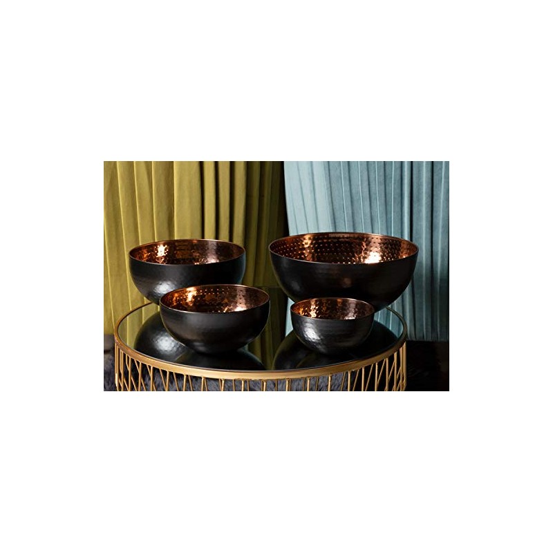 Premier Housewares Mixology Hammered Bowl Ornament, Stainless Steel, Copper/Black -