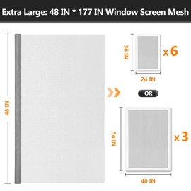 Secopad Secopad Window Screens Door Repair Kit, 48" x 177" Screen Door Mesh Replacement Kit, Durable Fiberglass Mesh Roll with Tools for Windows Doors Patio and Porch Replacement, Grey