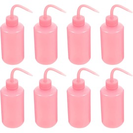 COLLBATH Botella Exprimible de Abs Rosa para Limpieza de Pestañas 250ml Boquilla Flexible y Corte Ajustable, 8 Piezas para Uso Seguro y Práctico en Belleza