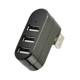 OUQYLG Divisor USB de 3 puertos, mini concentrador USB, 3 puertos USB compacto, portátil, giratorio, base USB [90 °/180 ° de rotación] para unidad flash móvil, HDD PC, portátil y más, color negro
