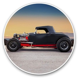 Vinyl Stickers (Set of 2) 7.5cm - Amazing American Hot Rod Car #14209