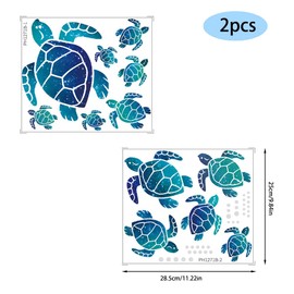 Pack of 2 Wall Stickers Decoration, Cartoon Wall Stickers, Under the Sea Wall Stickers, Sea Turtles Wall Stickers, for Bedroom, Bathroom, Children's Room, Nursery Decoration