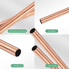 M METERXITY 2-Pack 200mm Copper Round Tube, 10mm OD 0.5mm Wall Thickness Copper Seamless Tubing for Construction/Machining/DIY Crafting, Metal Straight Pipe [0.39x0.02x7.87IN]