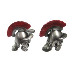 Kiola Designs Red Plumed Roman War Helmet Cufflinks