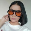 CZDLDNXS Retro Square Aviator Sunglasses for Women Men Trendy Orange