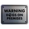 Classic Framed Diamond, Warning Dogs On Premises Sign (Brushed Silver)