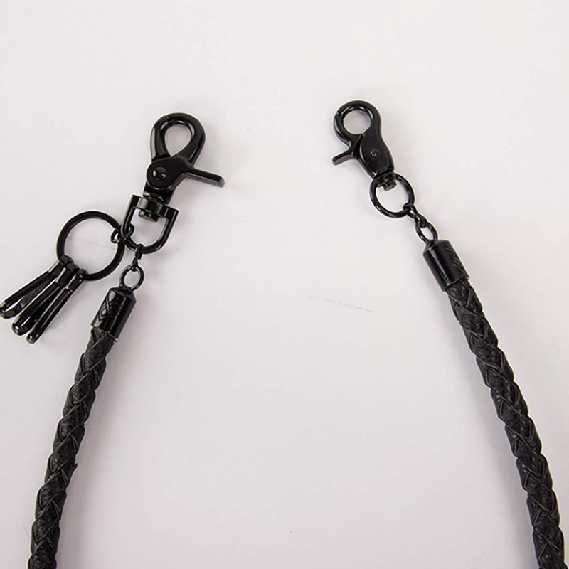CHROME CRANE WB007 Men's Leather Wallet Chain Stylish Braided Mesh