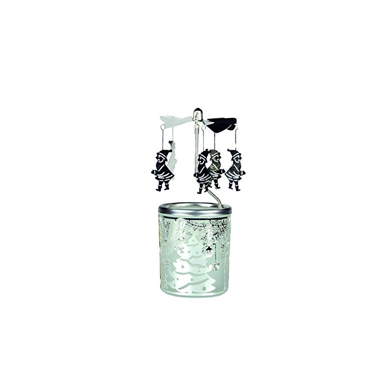 Kerzenfarm Father Christmas Rotary Carousel for Tealights, Metal and Glass,