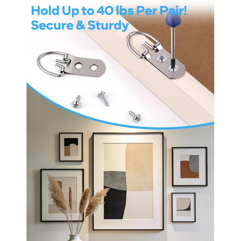 GCXIXPY D Ring Picture Hanging Kit with Screws Kit, 30