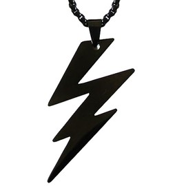 Victorian Vault Lightning Pendant Jewelry Gothic Necklace on Chain (Black)