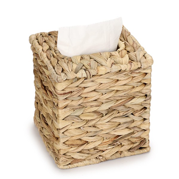 SUMNACON Rattan Tissue Box, Handwoven Cosmetic Tissue Boxes, Tissue Holder, Napkin Storage Box for Living Room, Dining Room, Office, Hotel, Restaurant (Square Large)