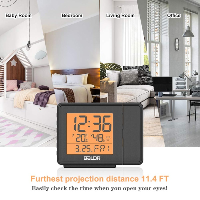 BALDR Projection Alarm Clock, Digital Projector Clock for Bedroom Ceiling,