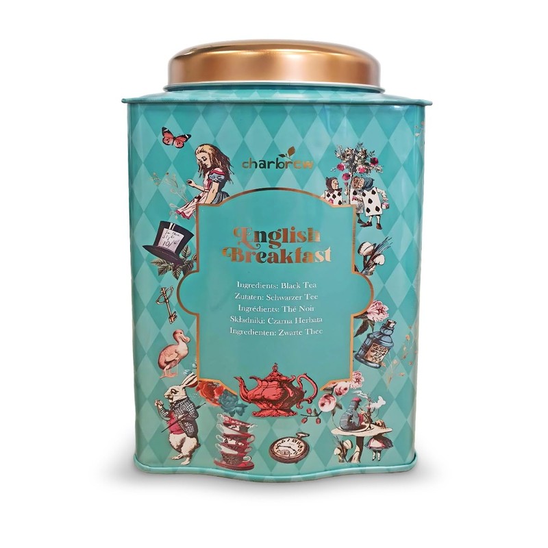 Alice In Wonderland English Breakfast Metal Tea Tin Caddy Gift