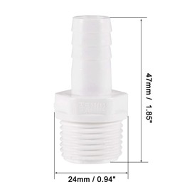 uxcell PVC Tube Fitting Adapter 12mm Barbed x G1/2 Male White for Aquariums, Water Tanks, Tubs, Pools 6Pcs