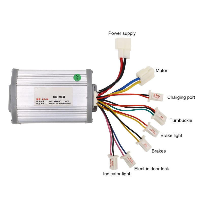 36V 800W Electric Brushed Controller,Motor Controller with Throttle Pedal for