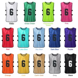 12 PCS Adults Soccer Pinnies Quick Drying Football Team Jerseys Youth Sports Scrimmage Soccer Team Training Numbered Bibs Practice Sports Vest
