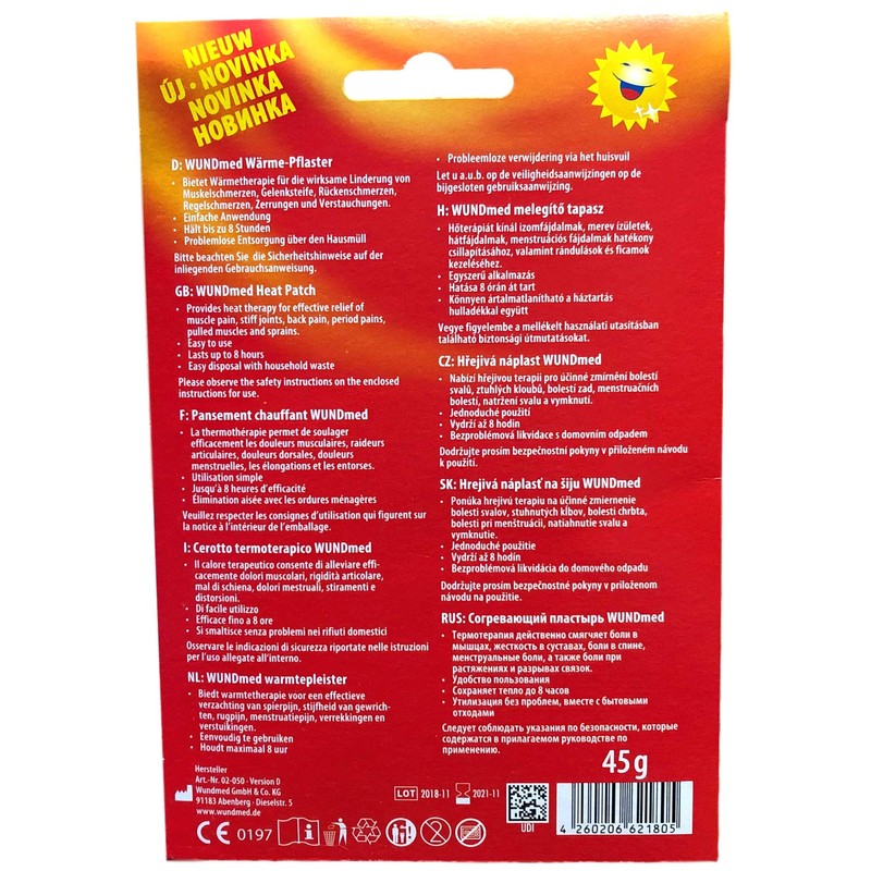 3 x Wundmed Natural Heat Plasters Lasts up to 8