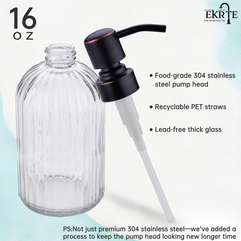Glass Soap Dispensers with Oil Rubbed Bronze Pump Head,Dish Soap