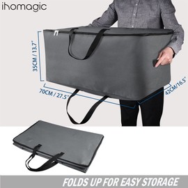 IHOMAGIC 100L Ultra Large Underbed Storage Bag with Zip and Handles, Foldable Organiser for Duvets, Pillows, Clothes, 70 x 42 x 35 cm (Dark Grey)