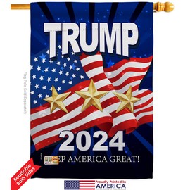 Trump Pence 2020 House Flag Patriotic Vote President Democrat Republican Tea Party United State American Election Decoration Banner Small Garden Yard Gift Double-Sided, 28" x 40", Thick Fabric