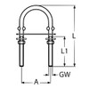 Pack of 4 U-bolts M4 stainless steel shackle bolt threaded