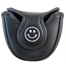 Golf Headcover Putter Cover for Odyssey 2 Ball Mallet Magnetic Fit Scotty Cameron Odyssey Pin 3 Colors Smile (Mallet, Black)