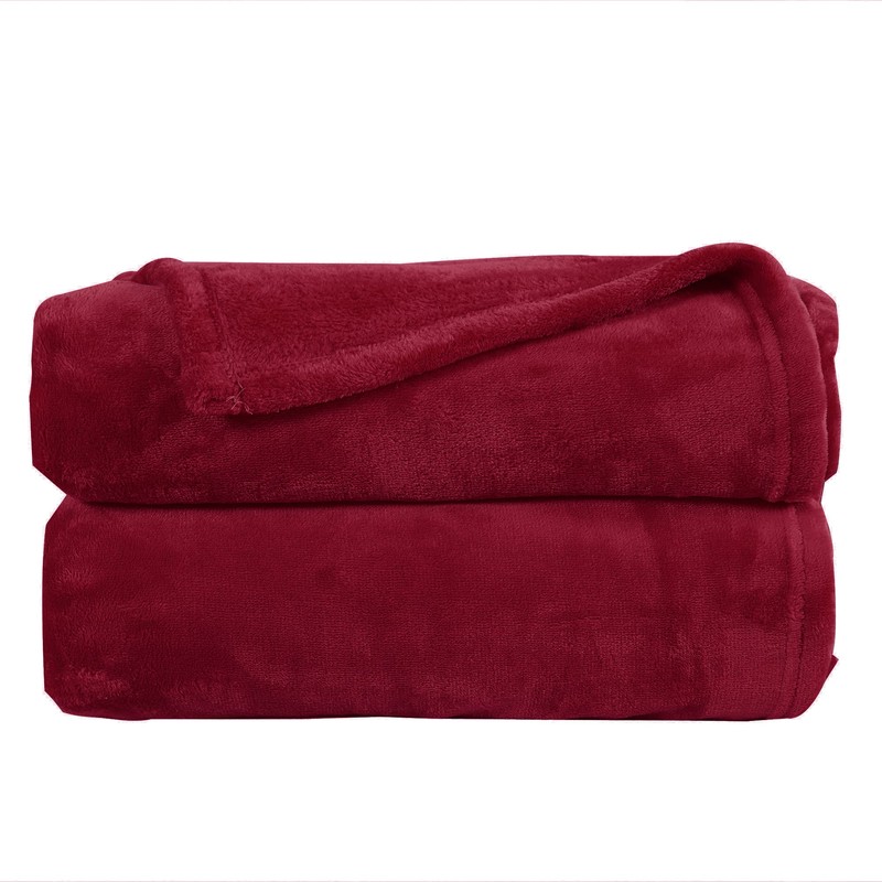 BYTIDE Solid Color Flannel Fleece Queen Bed Blanket with Storage
