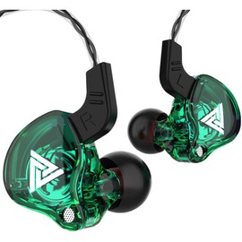 prendre QKZ-AK6-GR In-Ear Earphones, 4 Poles, 0.14 inches (3.5 mm), Wired Connection, Remote Control, Built-in Microphone, Calls, Music, Smartphones, Tablets, Smartphones (Green)