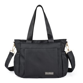 CLOUDMUSIC Crossbody Bags Tote Shoulder Handbag Lightweight With Adjustable Strap Water Resistant Multi Pockets For Women Trendy(Black)