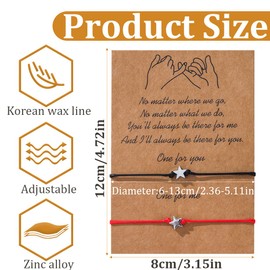 Heart Rope Bracelets Couple Bracelets, 4 Pieces Adjustable Friendship Bracelets, Long Distance Matching Bracelets, Valentine's Day Gift for Women Mother Daughter, Multicolor