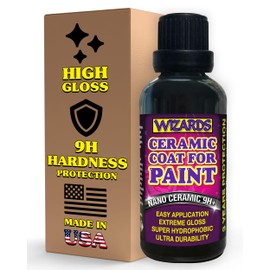 Wizards Ceramic 9H - 2 Piece Ceramic Coating for Detailing Supplies - Provides High Gloss, Luster, Shine and Protection for Vehicles - Versatile Car Scratch Remover for Auto Detailing - 50 ml