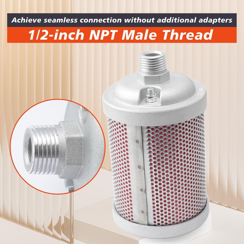 Mhrxusd M05 Air Compressor Muffler 1/2 inch NPT Male Single